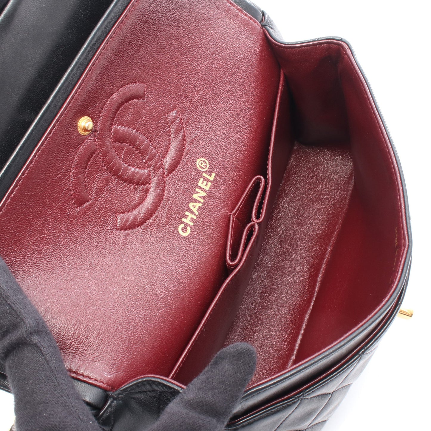 マトラッセ Wフラップ Wチェーンショルダーバッグ ラムスキン ブラック ゴールド金具 シャネル バッグ CHANEL