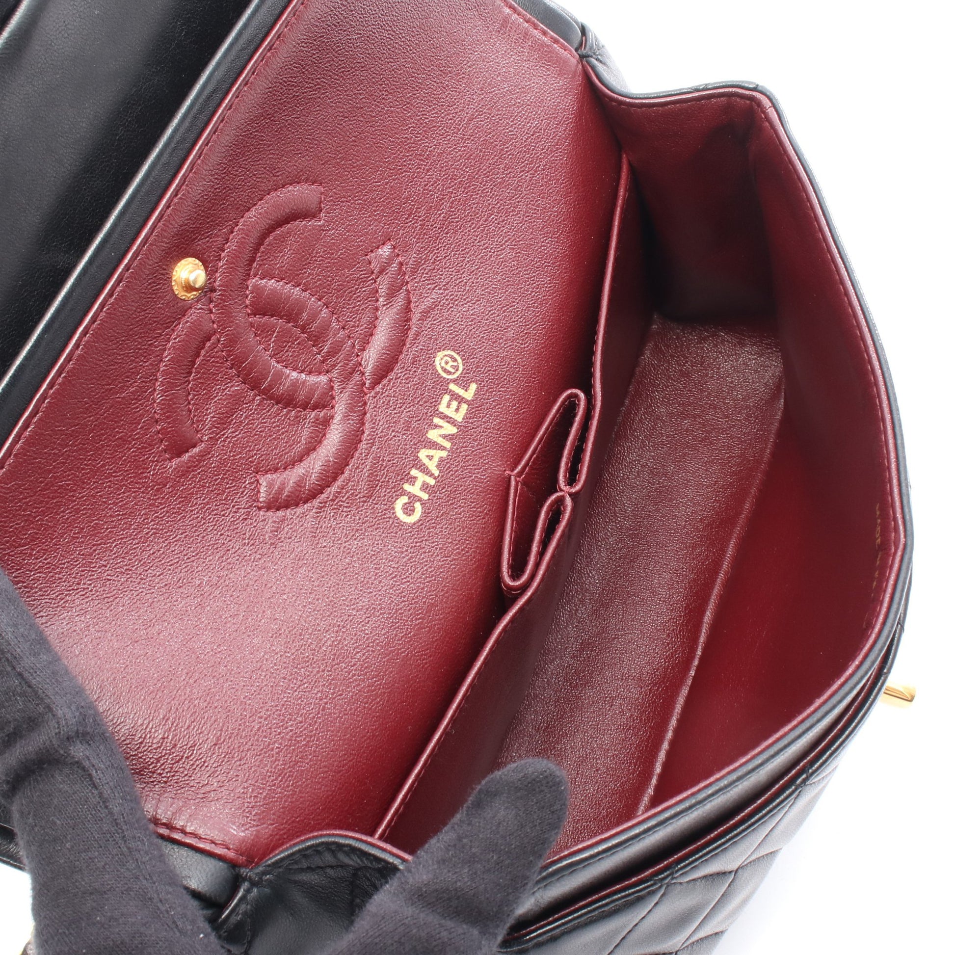 マトラッセ Wフラップ Wチェーンショルダーバッグ ラムスキン ブラック ゴールド金具 シャネル バッグ CHANEL