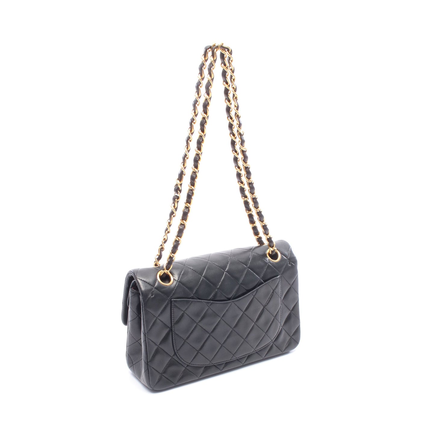 マトラッセ Wフラップ Wチェーンショルダーバッグ ラムスキン ブラック ゴールド金具 シャネル バッグ CHANEL