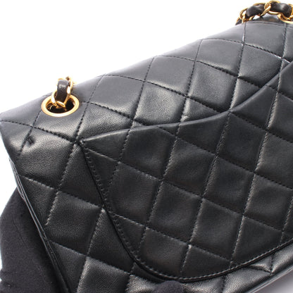 マトラッセ Wフラップ Wチェーンショルダーバッグ ラムスキン ブラック ゴールド金具 シャネル バッグ CHANEL