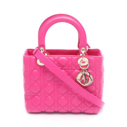 LADY DIOR レディディオール カナージュ ハンドバッグ レザー ピンクパープル 2WAY クリスチャンディオール バッグ Christian Dior