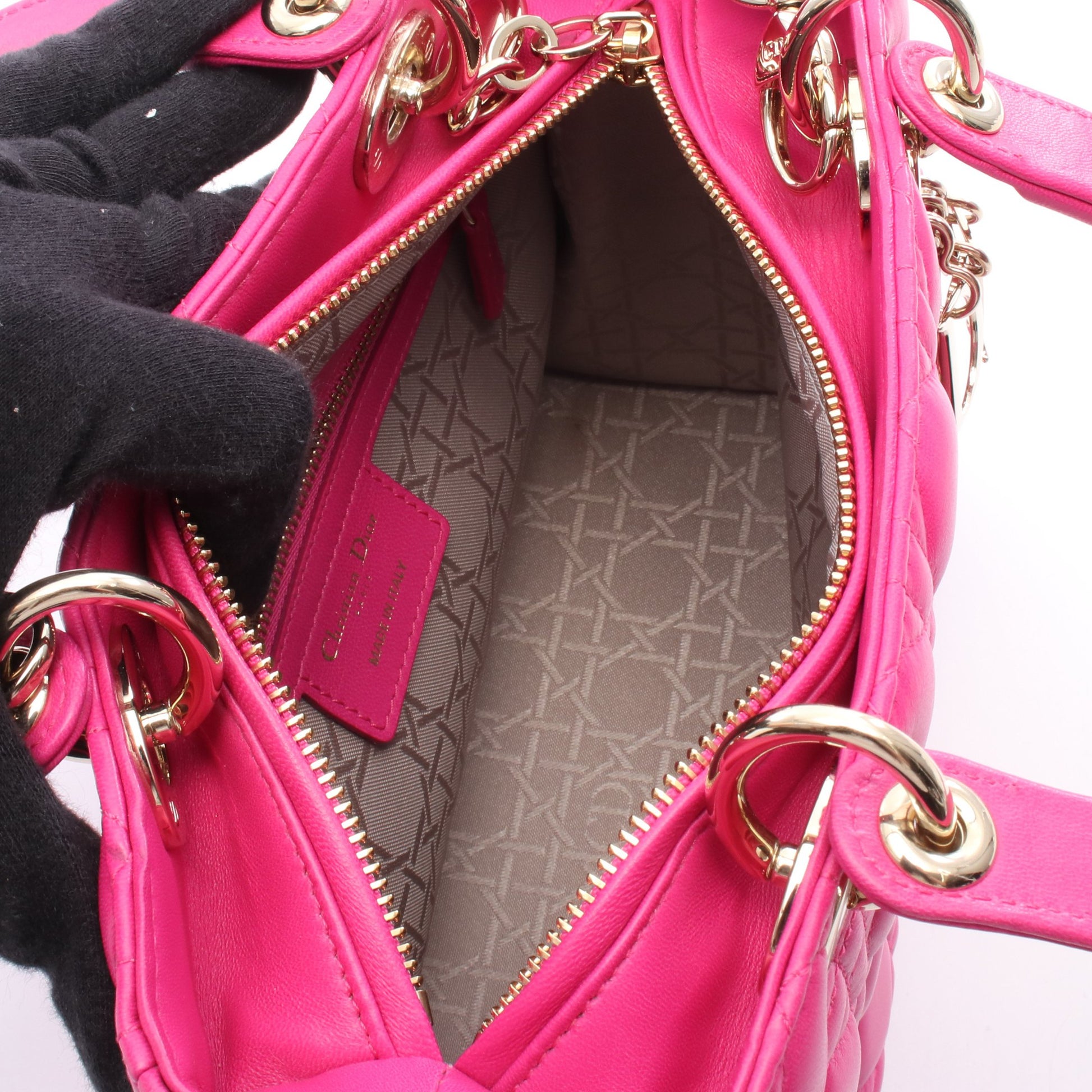 LADY DIOR レディディオール カナージュ ハンドバッグ レザー ピンクパープル 2WAY クリスチャンディオール バッグ Christian Dior