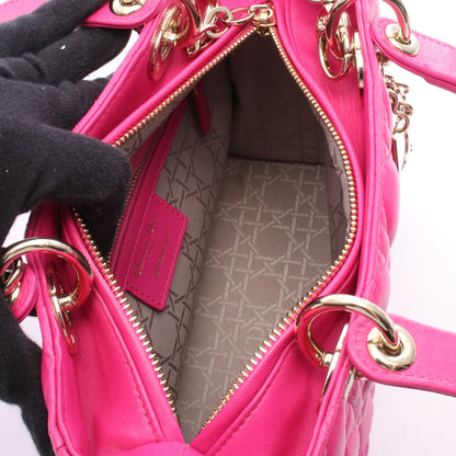 LADY DIOR レディディオール カナージュ ハンドバッグ レザー ピンクパープル 2WAY クリスチャンディオール バッグ Christian Dior
