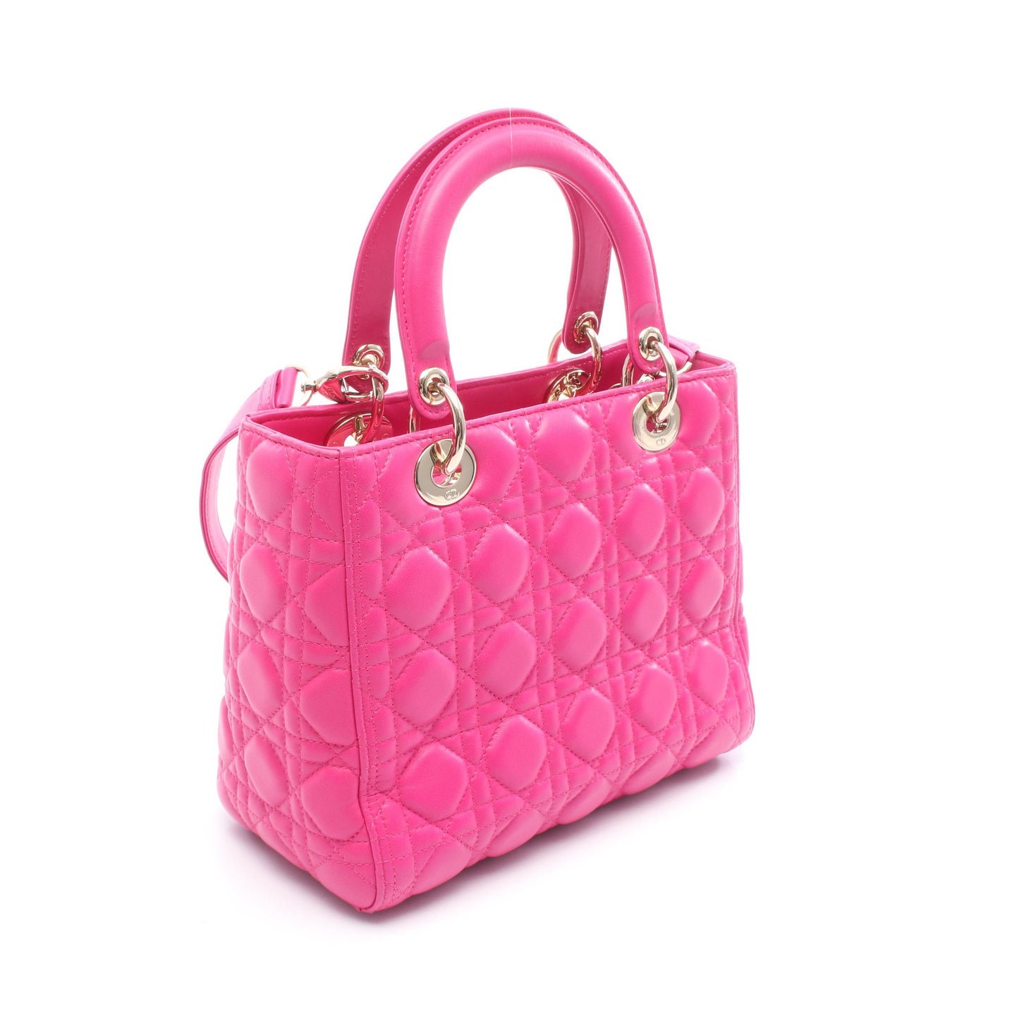 LADY DIOR レディディオール カナージュ ハンドバッグ レザー ピンクパープル 2WAY クリスチャンディオール バッグ Christian Dior