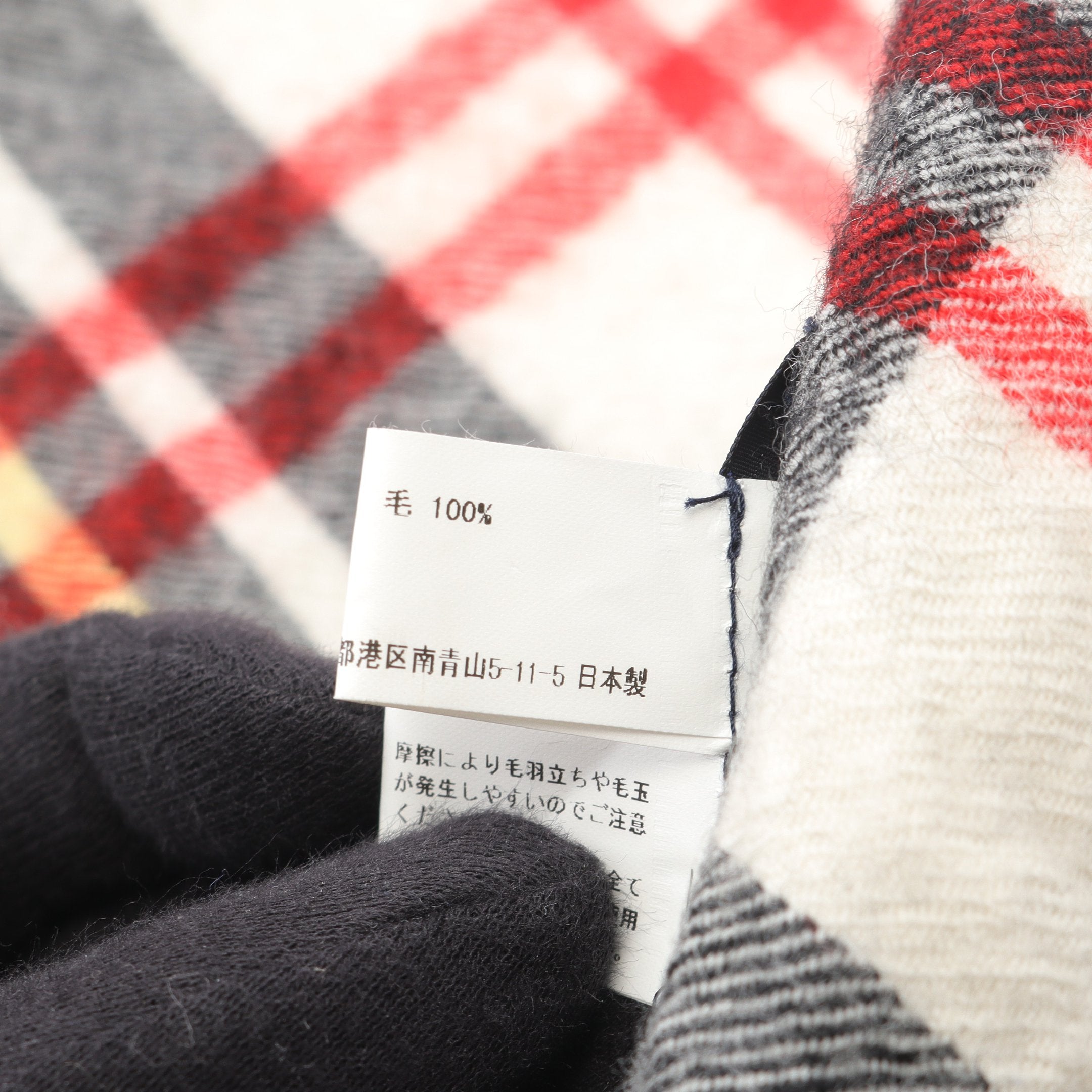 マフラー チェック ウール ホワイト ブラック レッド コムデギャルソン