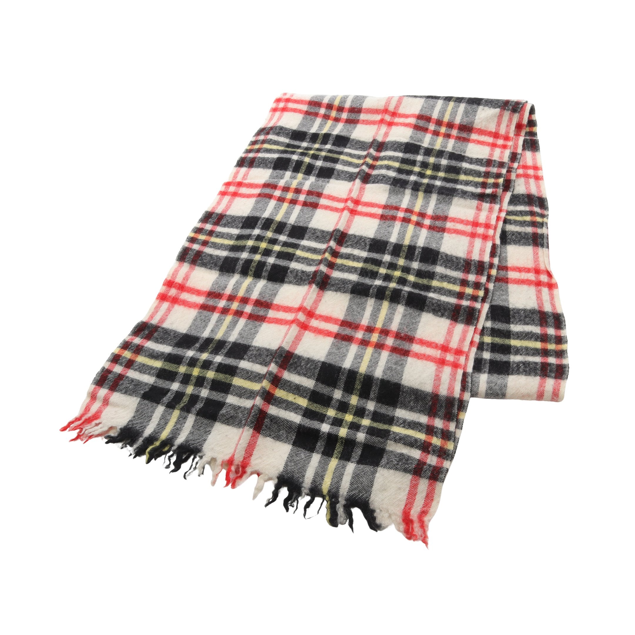 マフラー チェック ウール ホワイト ブラック レッド コムデギャルソン