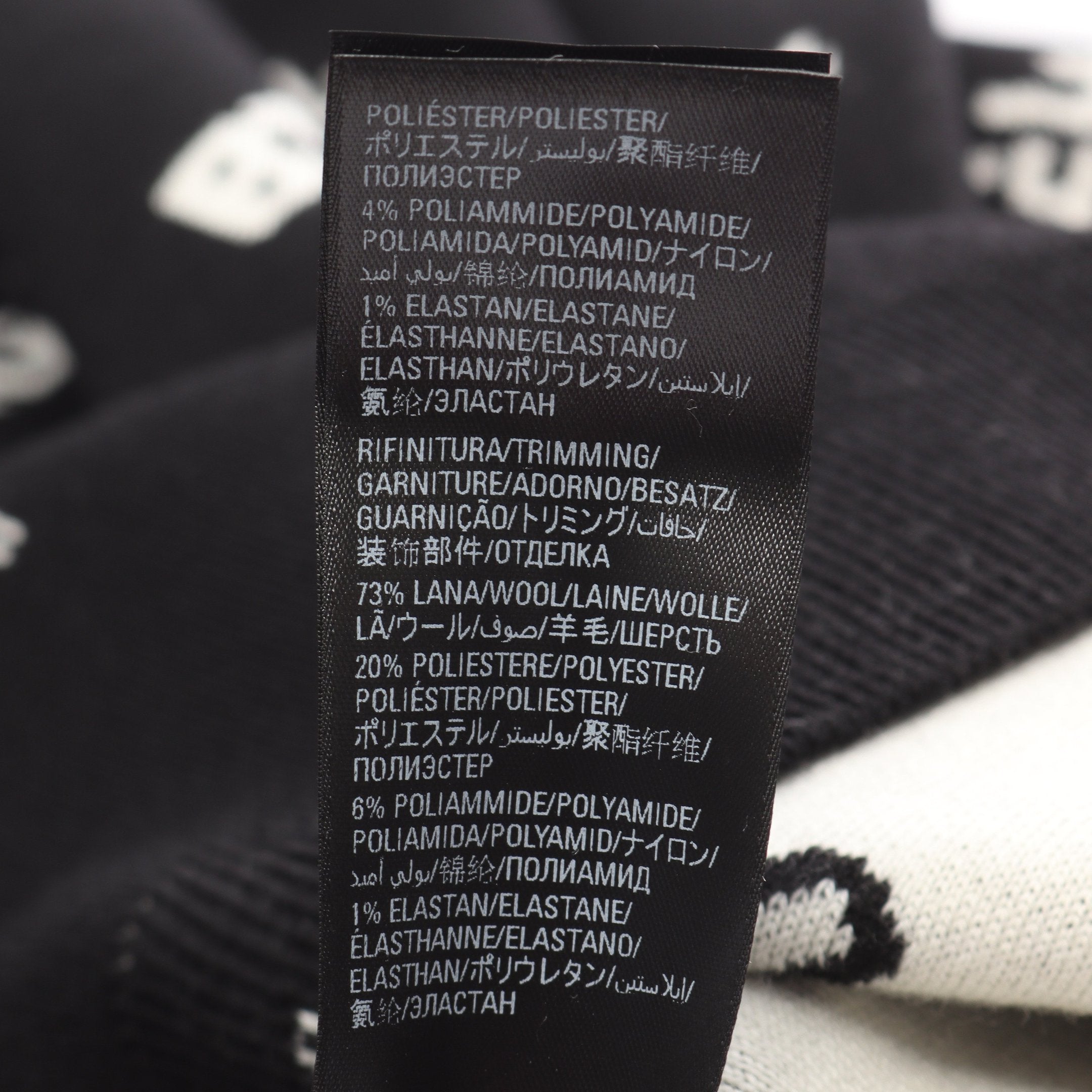 ニット クルーネック ロゴ総柄 ウール ブラック ホワイト バレンシアガ