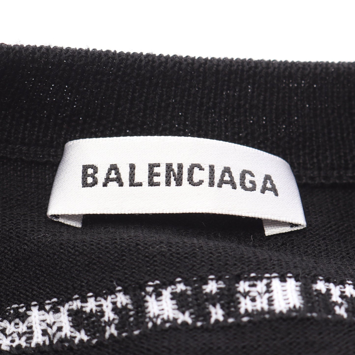 ニット クルーネック バックロゴ ウール ブラック バレンシアガ トップス BALENCIAGA