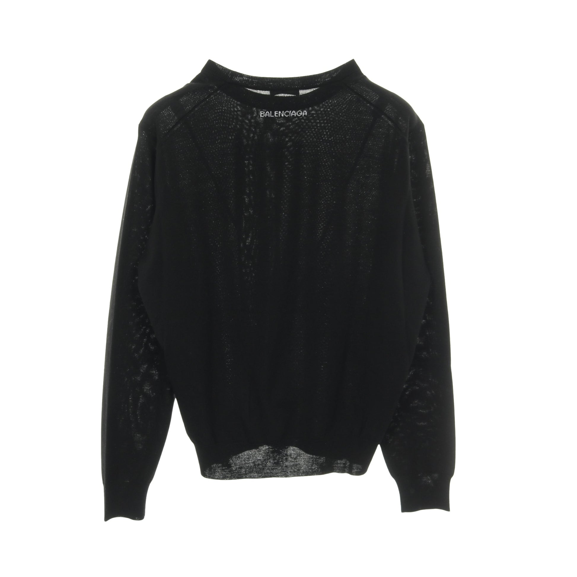 ニット クルーネック バックロゴ ウール ブラック バレンシアガ トップス BALENCIAGA