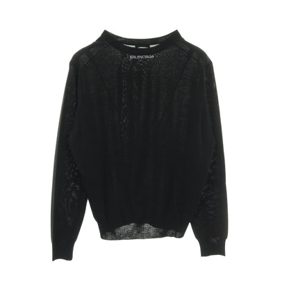 ニット クルーネック バックロゴ ウール ブラック バレンシアガ トップス BALENCIAGA