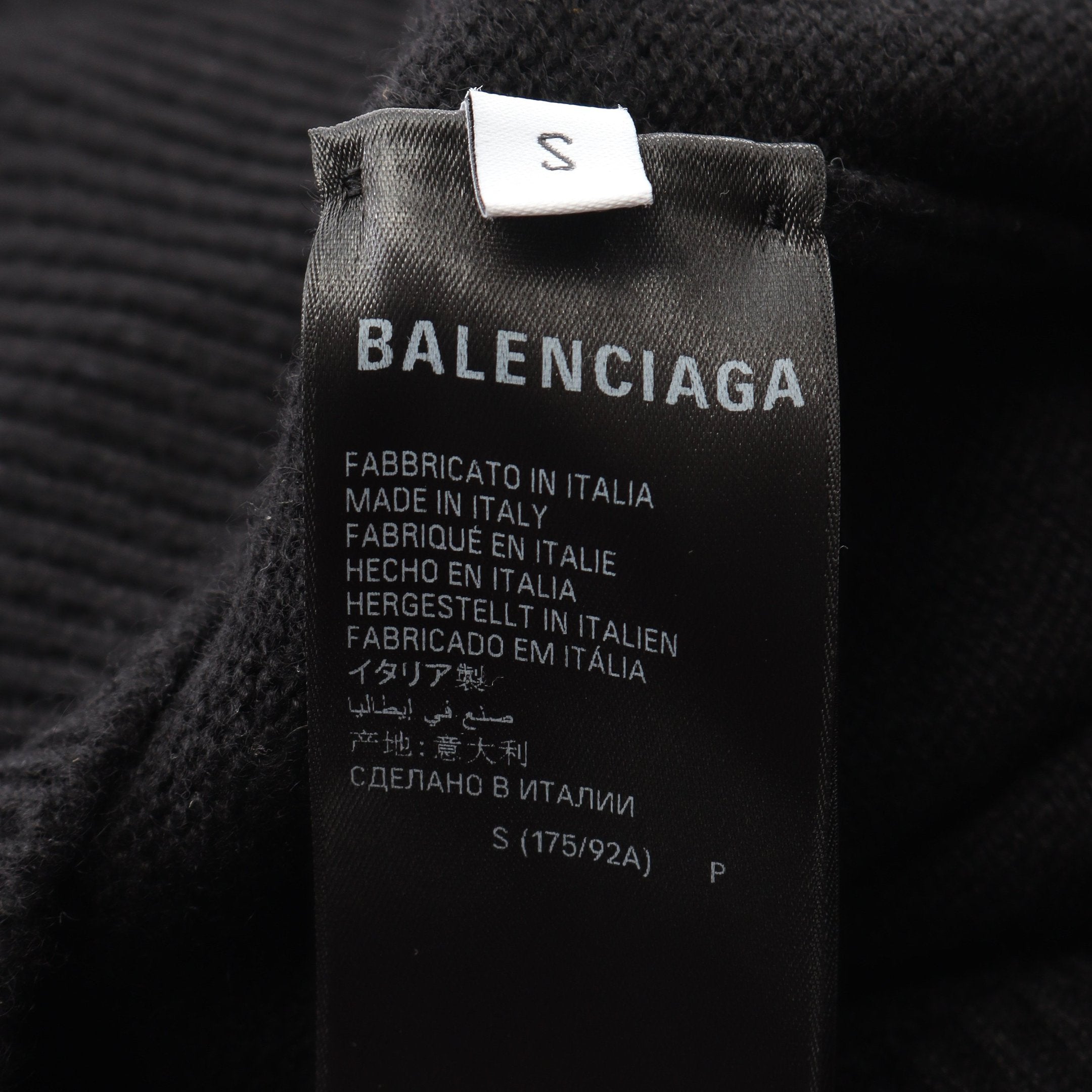 ニット クルーネック バックロゴ 刺繍 カシミヤ ブラック バレンシアガ