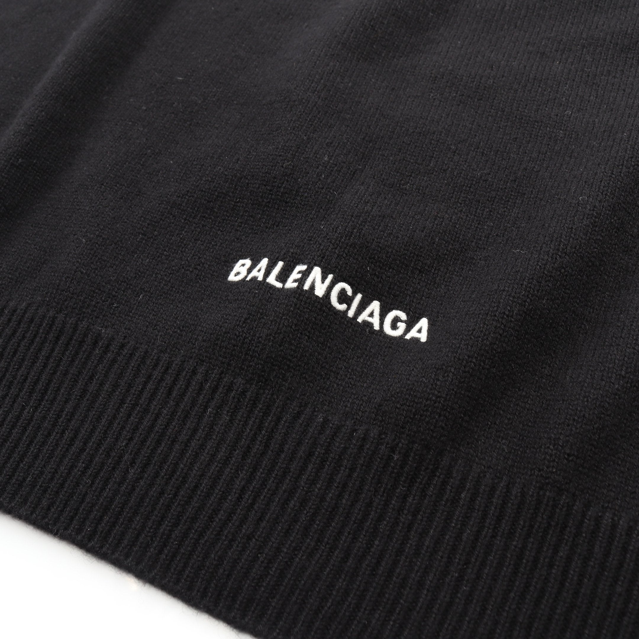 ニット クルーネック バックロゴ 刺繍 カシミヤ ブラック バレンシアガ