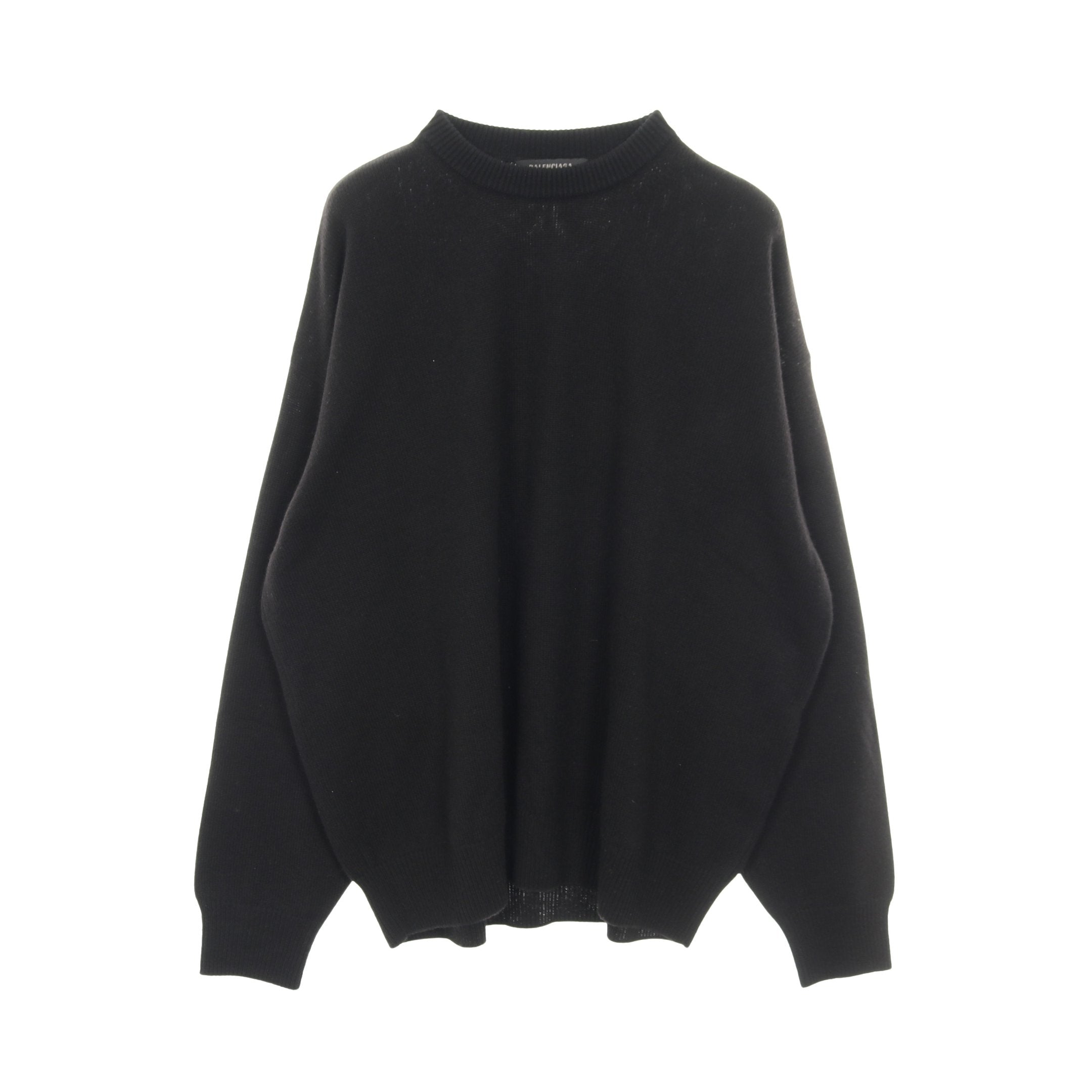 ニット クルーネック バックロゴ 刺繍 カシミヤ ブラック バレンシアガ