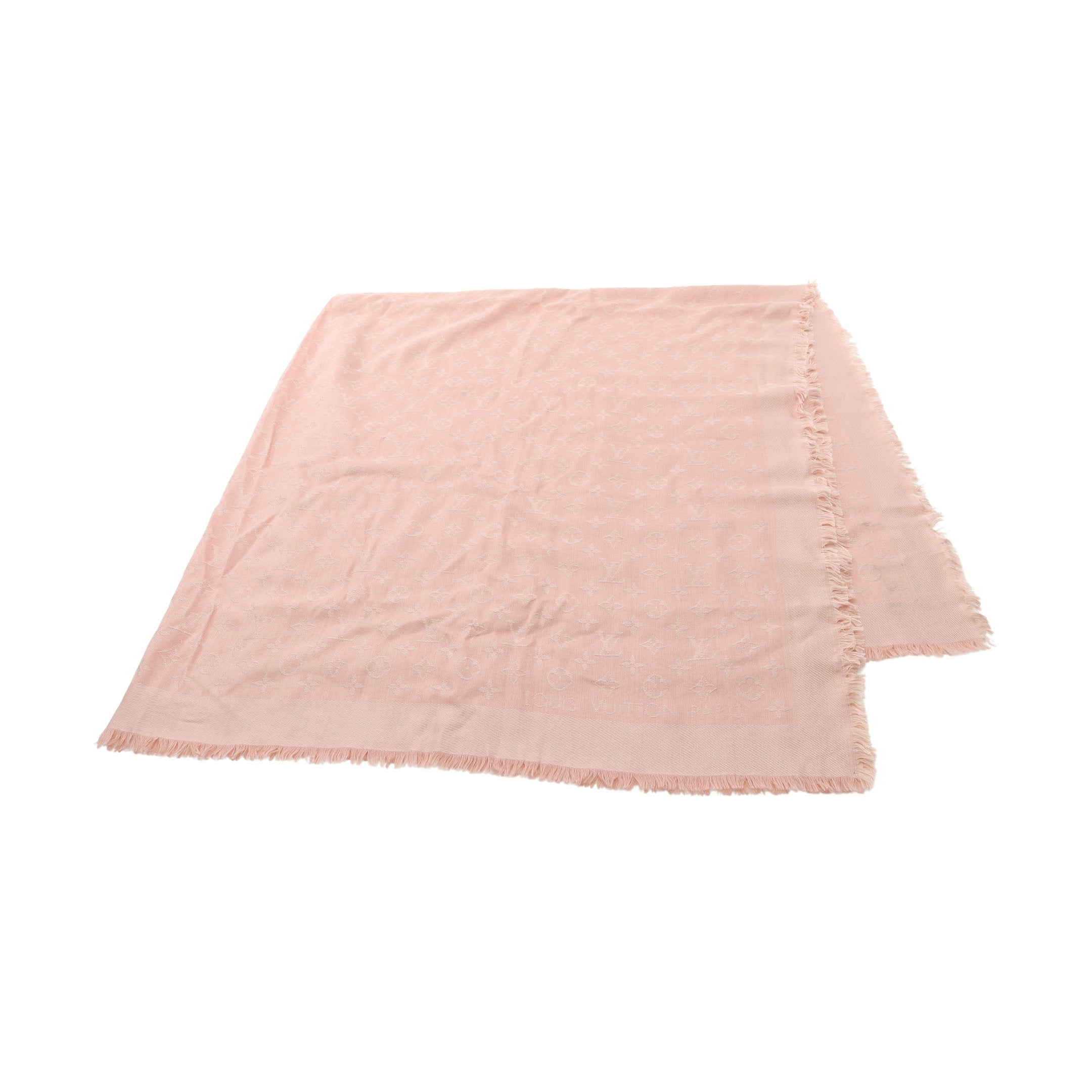 ショール モノグラム ナチュレル 大判 ストール シルク ウール ピンク