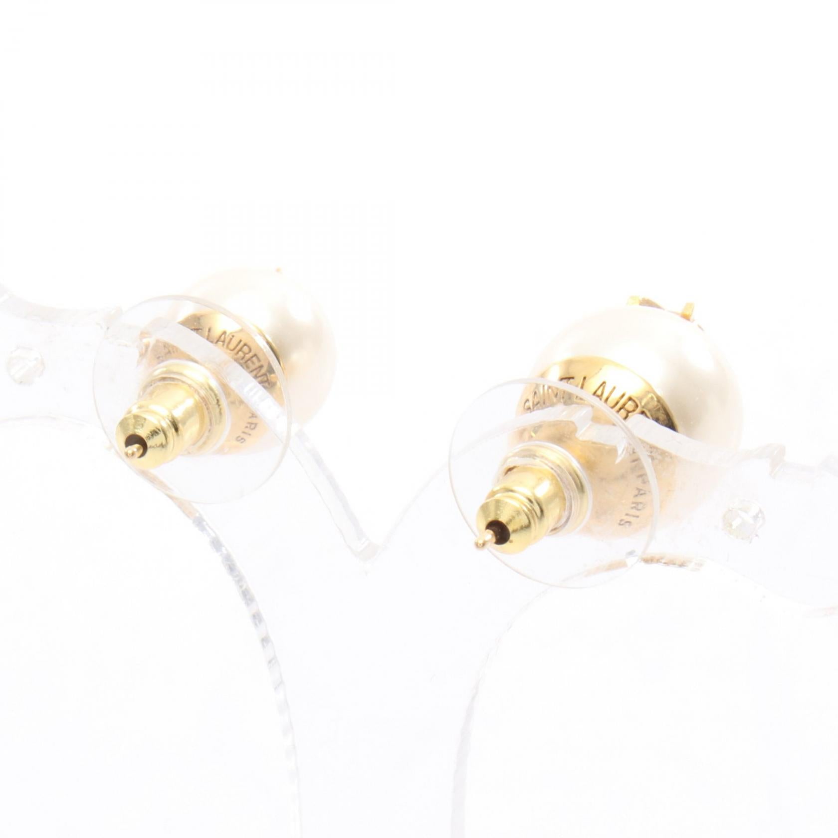 YSLロゴ ピアス GP（ゴールドメッキ） フェイクパール ゴールド