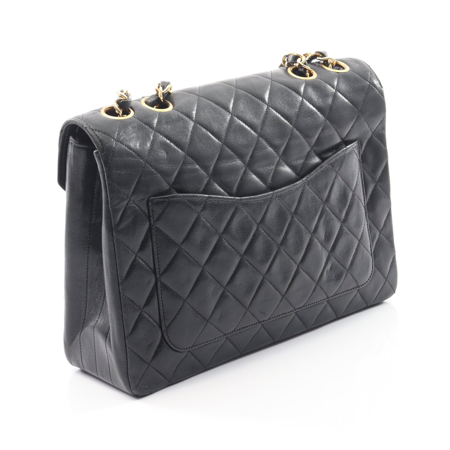 マトラッセ Wチェーンショルダーバッグ ラムスキン ブラック ゴールド金具 ヴィンテージ シャネル バッグ CHANEL