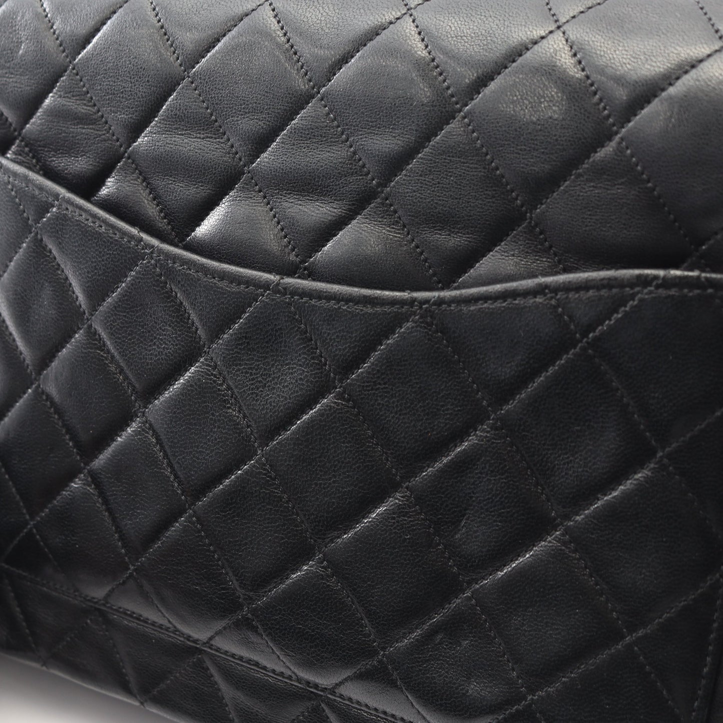 マトラッセ Wチェーンショルダーバッグ ラムスキン ブラック ゴールド金具 ヴィンテージ シャネル バッグ CHANEL