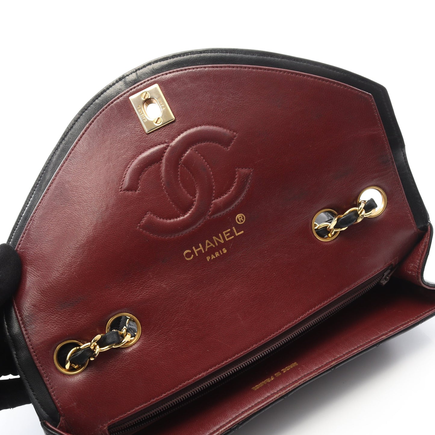 マトラッセ Wチェーンショルダーバッグ ラムスキン ブラック ゴールド金具 ヴィンテージ シャネル バッグ CHANEL