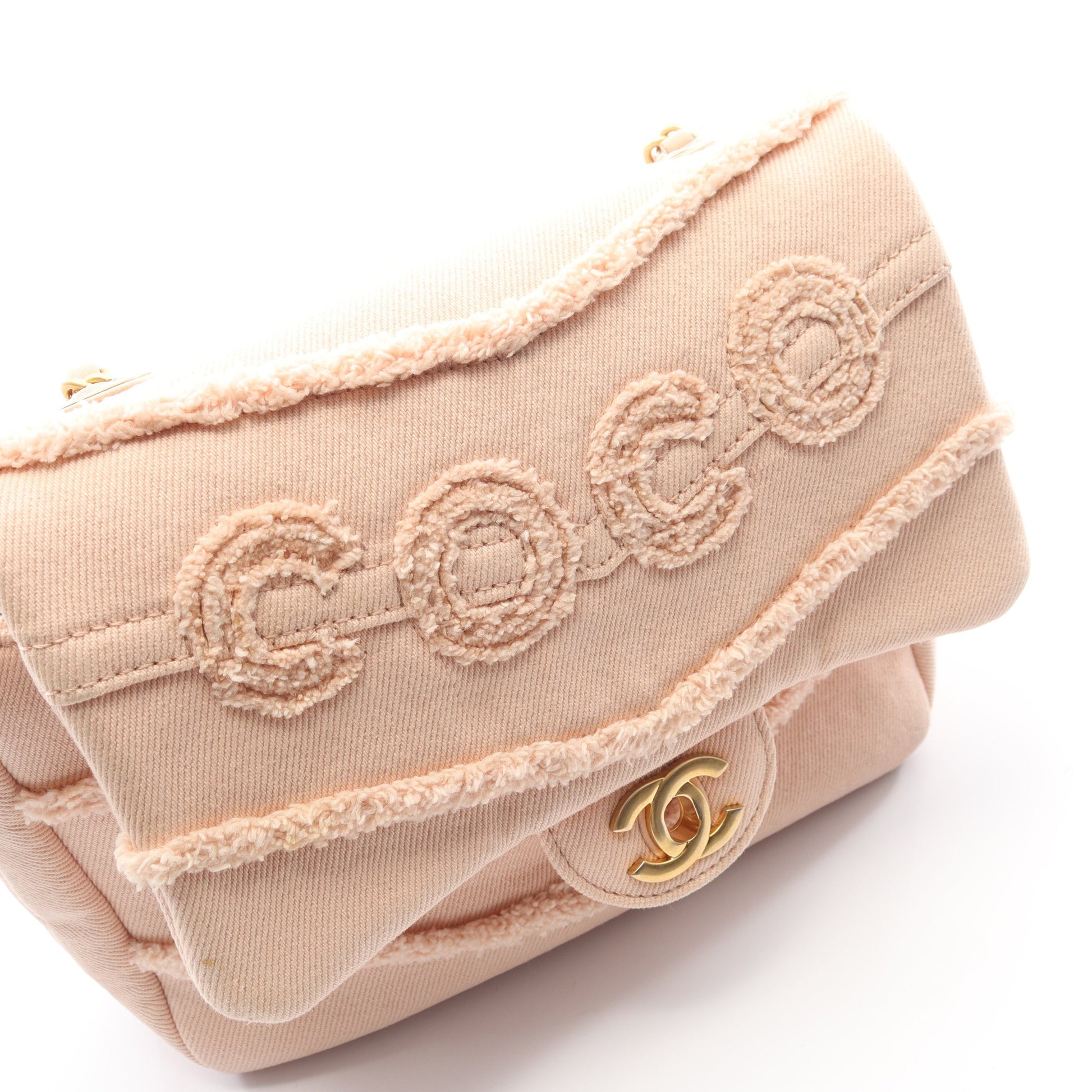 COCO チェーンショルダーバッグ デニム ピンクベージュ ゴールド金具 シャネル バッグ CHANEL