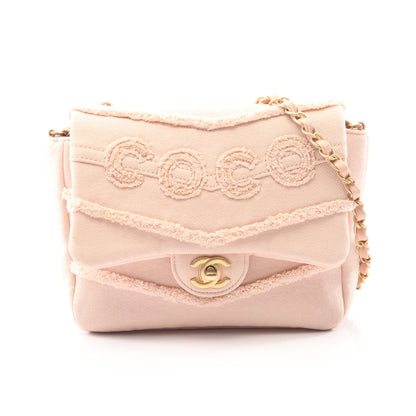 COCO チェーンショルダーバッグ デニム ピンクベージュ ゴールド金具 シャネル バッグ CHANEL