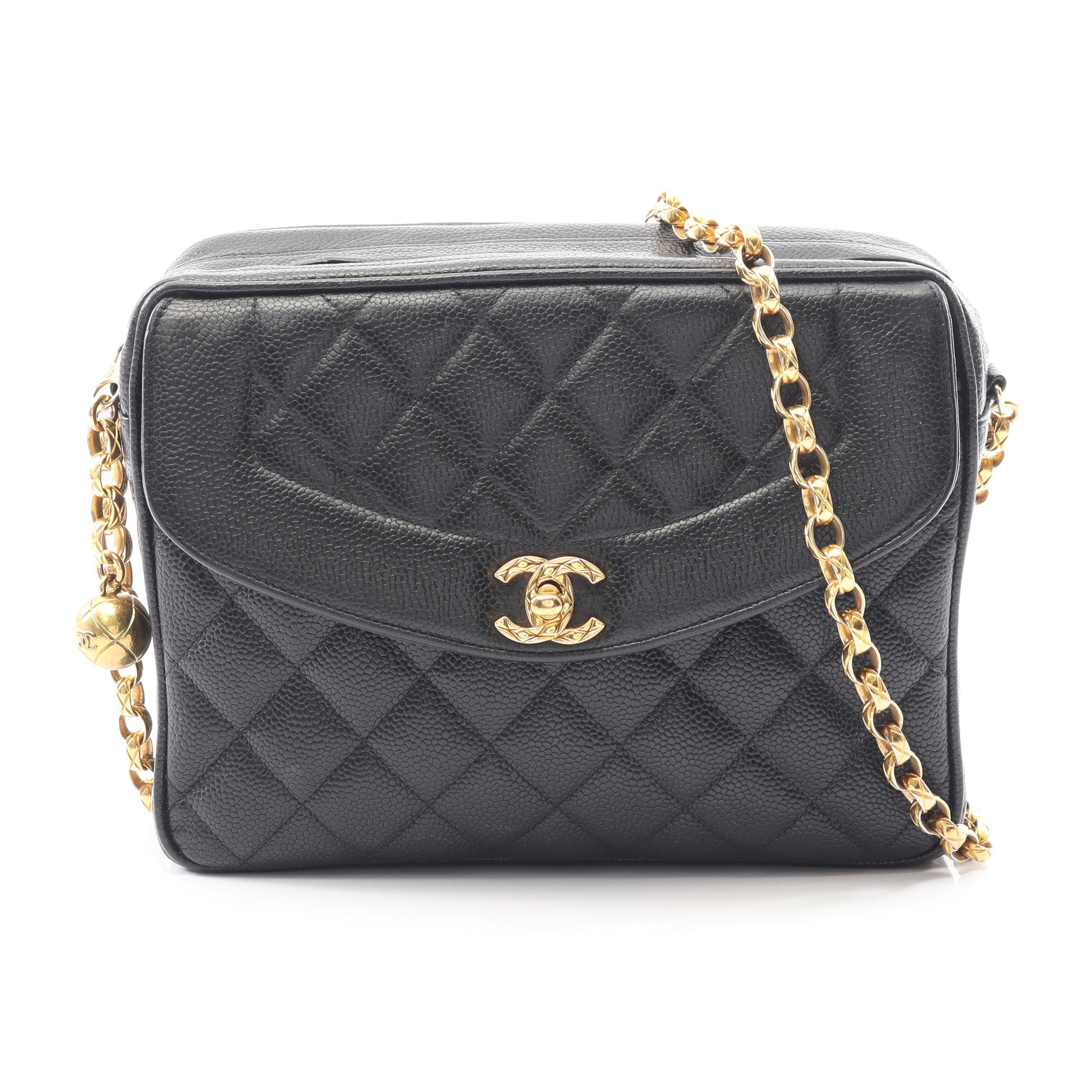 マトラッセ チェーンショルダーバッグ キャビアスキン ブラック ゴールド金具 シャネル バッグ CHANEL