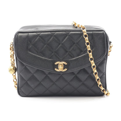 マトラッセ チェーンショルダーバッグ キャビアスキン ブラック ゴールド金具 シャネル バッグ CHANEL