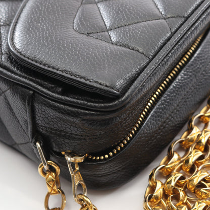 マトラッセ チェーンショルダーバッグ キャビアスキン ブラック ゴールド金具 シャネル バッグ CHANEL