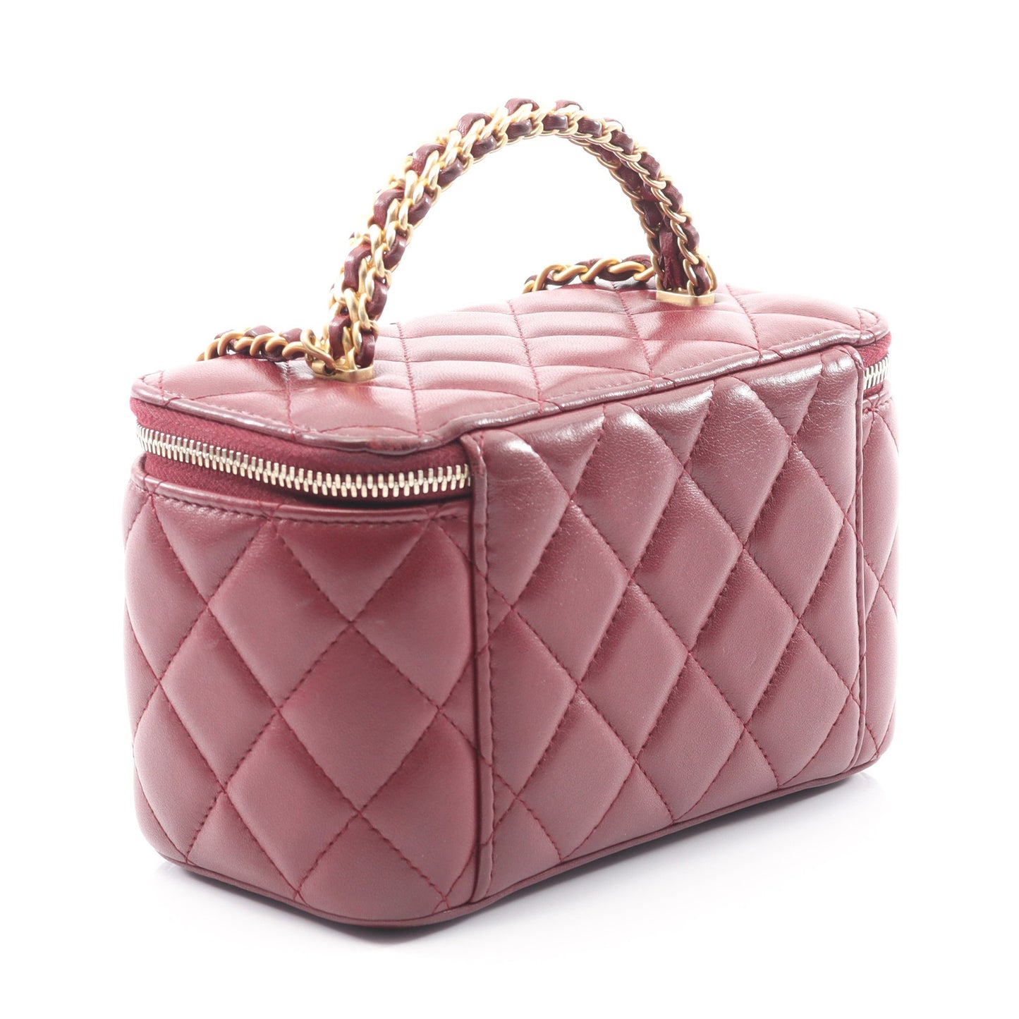 マトラッセ バニティバッグ チェーンショルダーバッグ ラムスキン ボルドー ゴールド金具 2WAY シャネル バッグ CHANEL