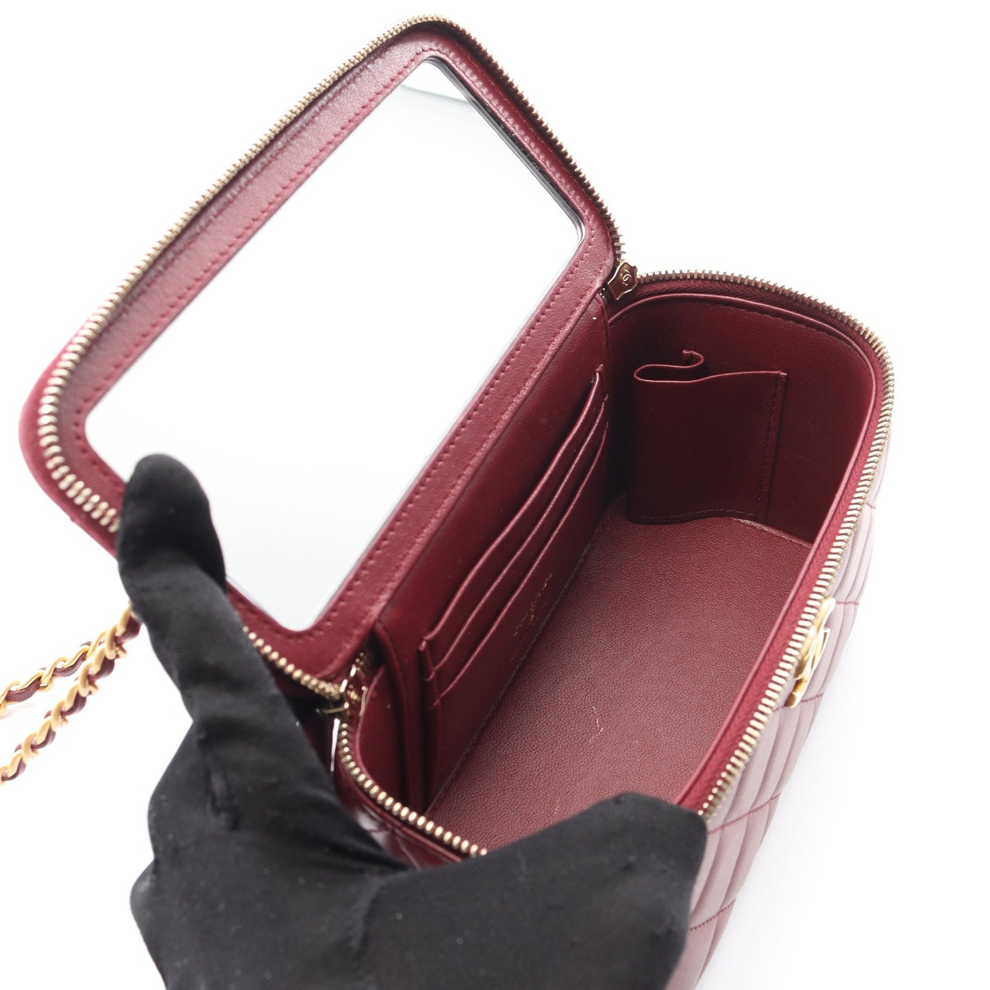 マトラッセ バニティバッグ チェーンショルダーバッグ ラムスキン ボルドー ゴールド金具 2WAY シャネル バッグ CHANEL