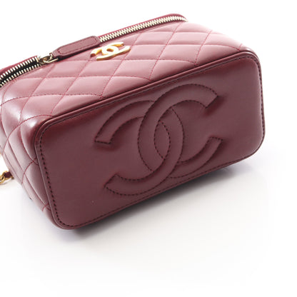 マトラッセ バニティバッグ チェーンショルダーバッグ ラムスキン ボルドー ゴールド金具 2WAY シャネル バッグ CHANEL