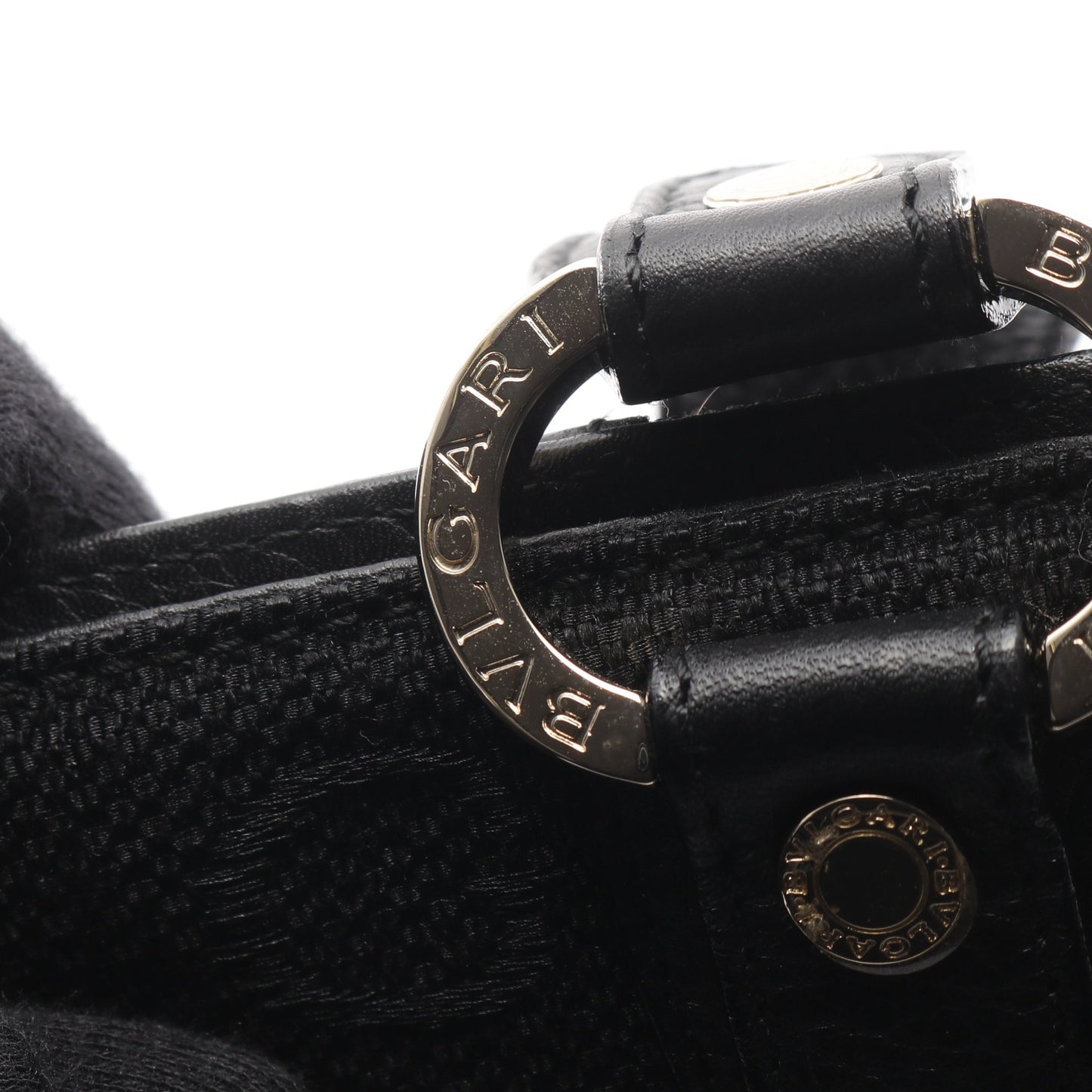 マキシレッタレ ハンドバッグ キャンバス レザー ブラック ブルガリ バッグ BVLGARI