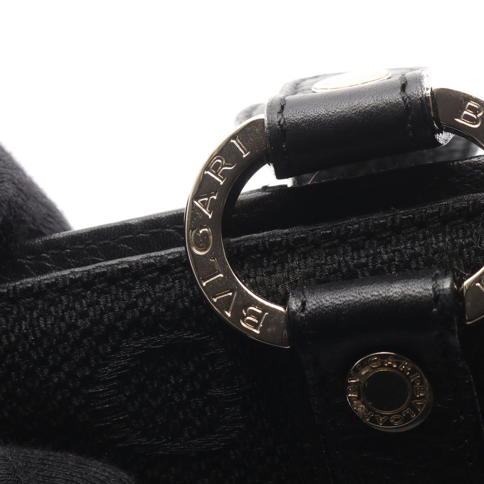 マキシレッタレ ハンドバッグ キャンバス レザー ブラック ブルガリ バッグ BVLGARI
