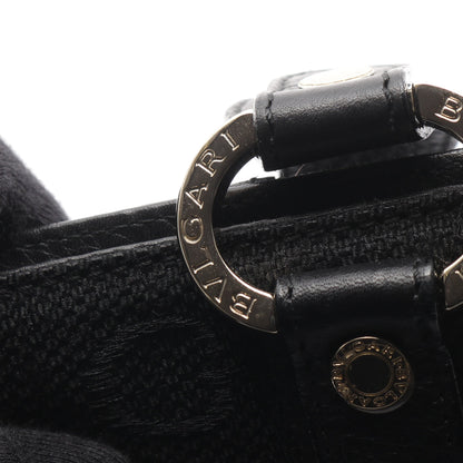マキシレッタレ ハンドバッグ キャンバス レザー ブラック ブルガリ バッグ BVLGARI
