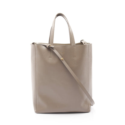 バーティカル スモール カバ ハンドバッグ トートバッグ レザー グレーブラウン 2WAY セリーヌ バッグ CELINE