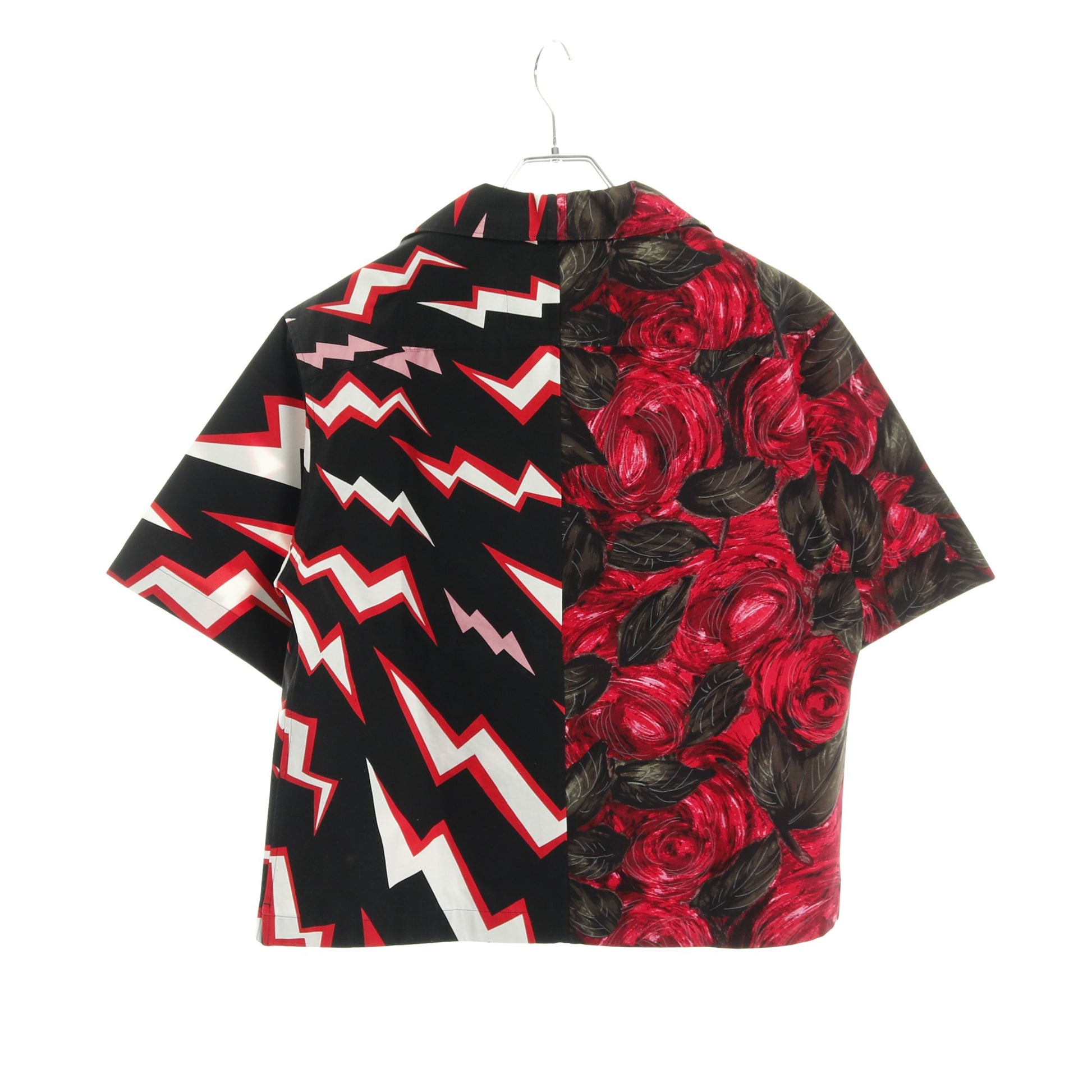 DOUBLE MATCH シャツ フラワー サンダーボルト コットン ブラック レッド マルチカラー 19AW プラダ トップス PRADA