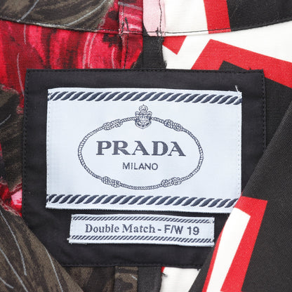 DOUBLE MATCH シャツ フラワー サンダーボルト コットン ブラック レッド マルチカラー 19AW プラダ トップス PRADA