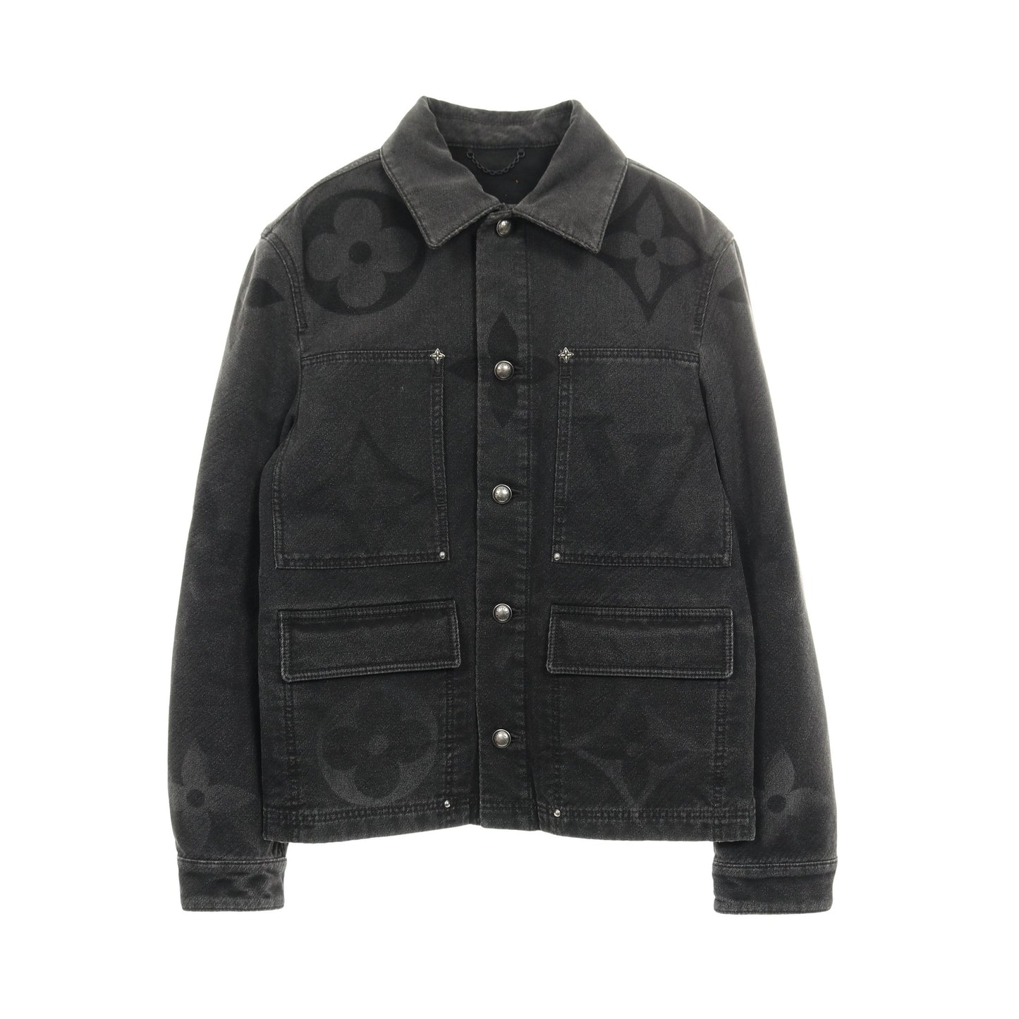 ジャイアントモノグラム デニムジャケット コットン ブラック 25SS ルイヴィトン アウター LOUIS VUITTON