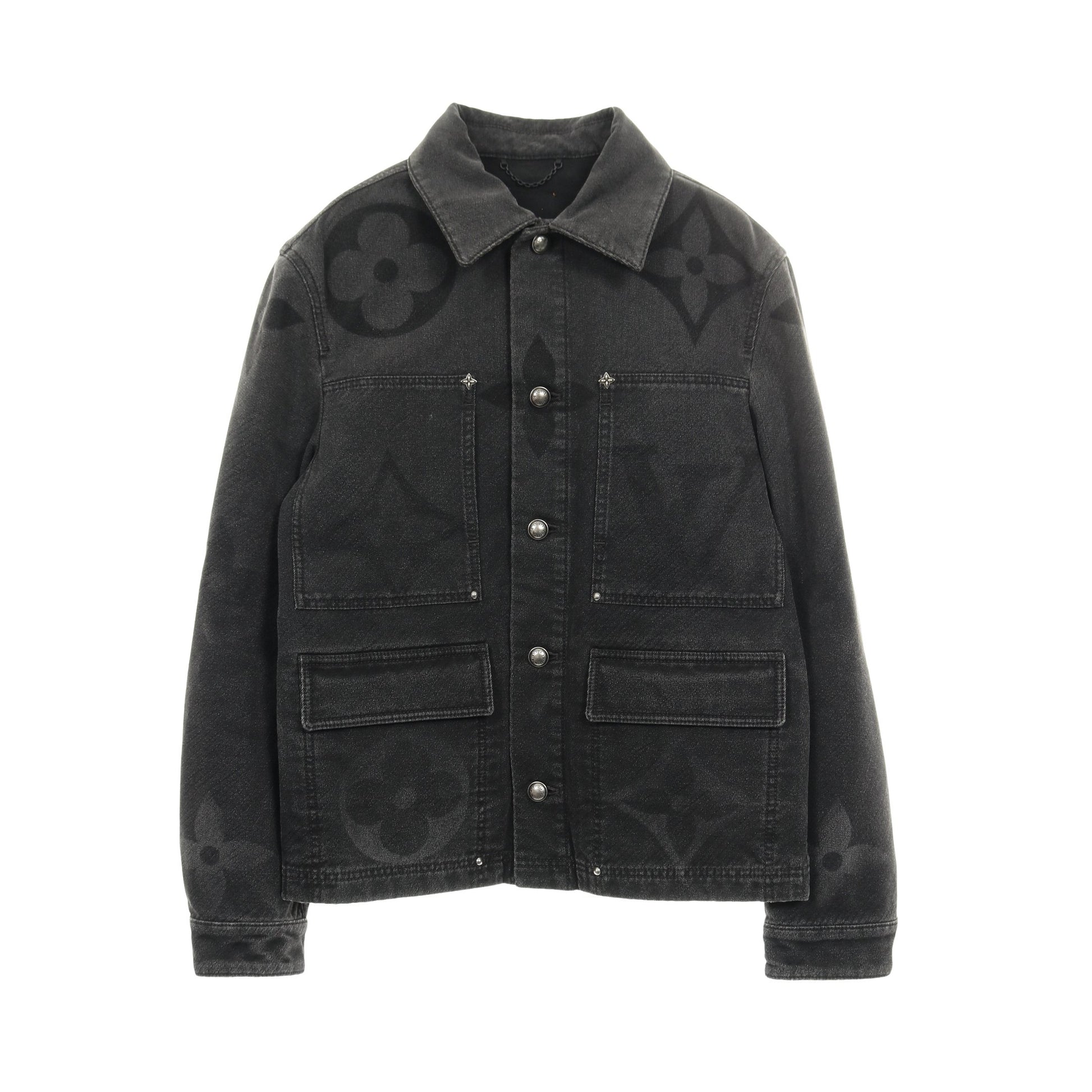 ジャイアントモノグラム デニムジャケット コットン ブラック 25SS ルイヴィトン アウター LOUIS VUITTON