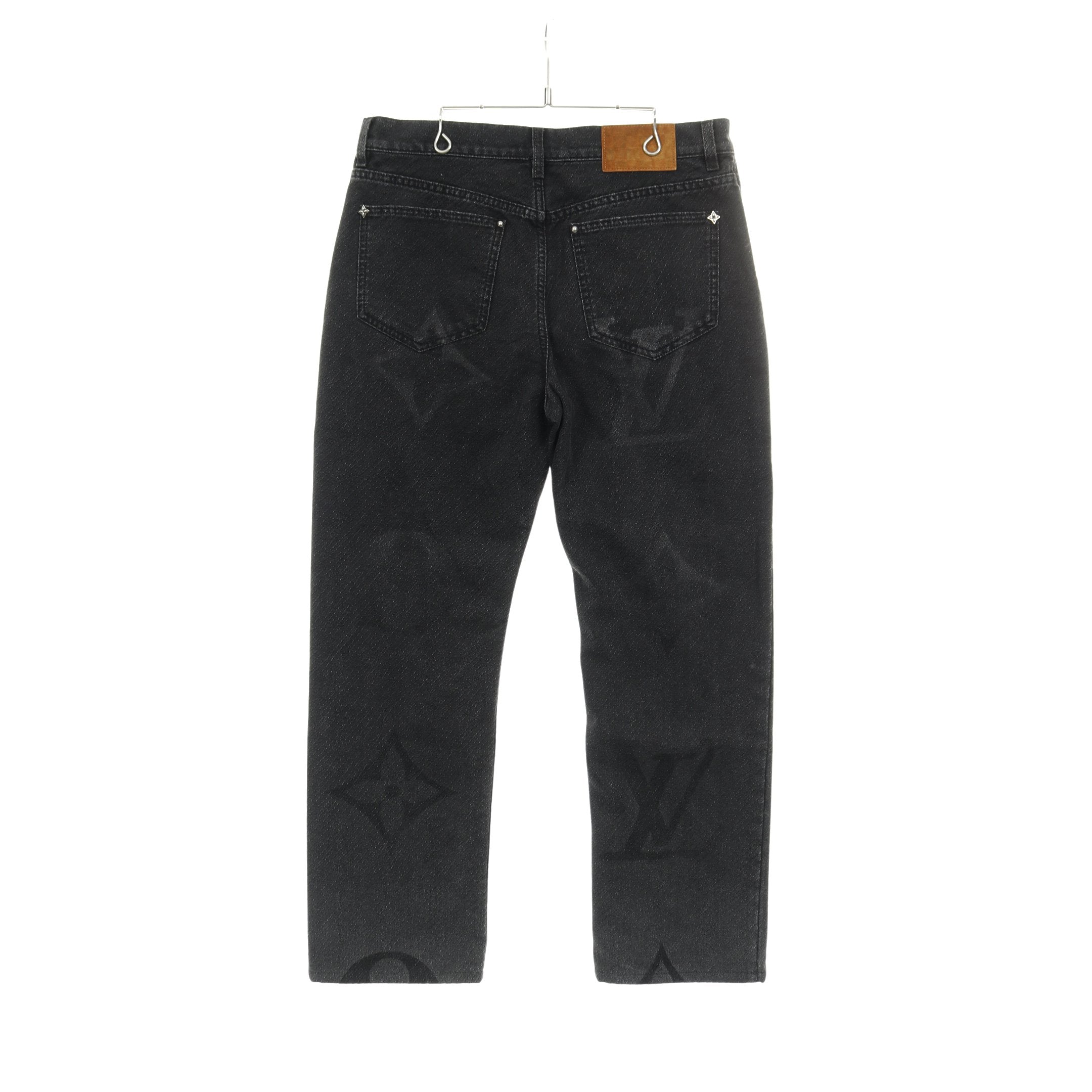 モノグラムフラワー デニムパンツ コットン ブラック 25SS ルイ