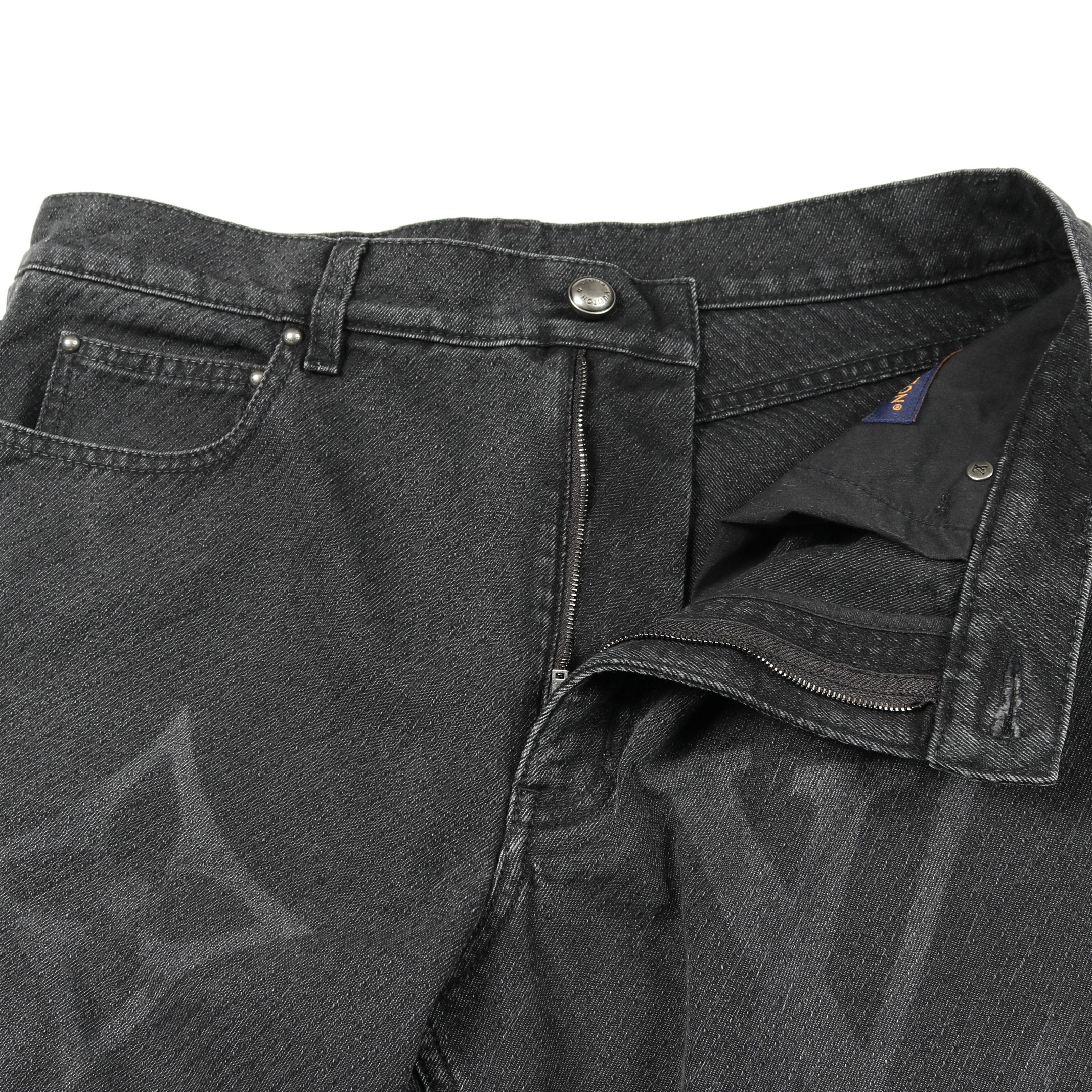 モノグラムフラワー デニムパンツ コットン ブラック 25SS ルイ モノグラムフラワー デニムパンツ コットン ブラック 25SS ルイ