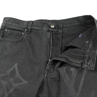 モノグラムフラワー デニムパンツ コットン ブラック 25SS ルイヴィトン ボトムス LOUIS VUITTON