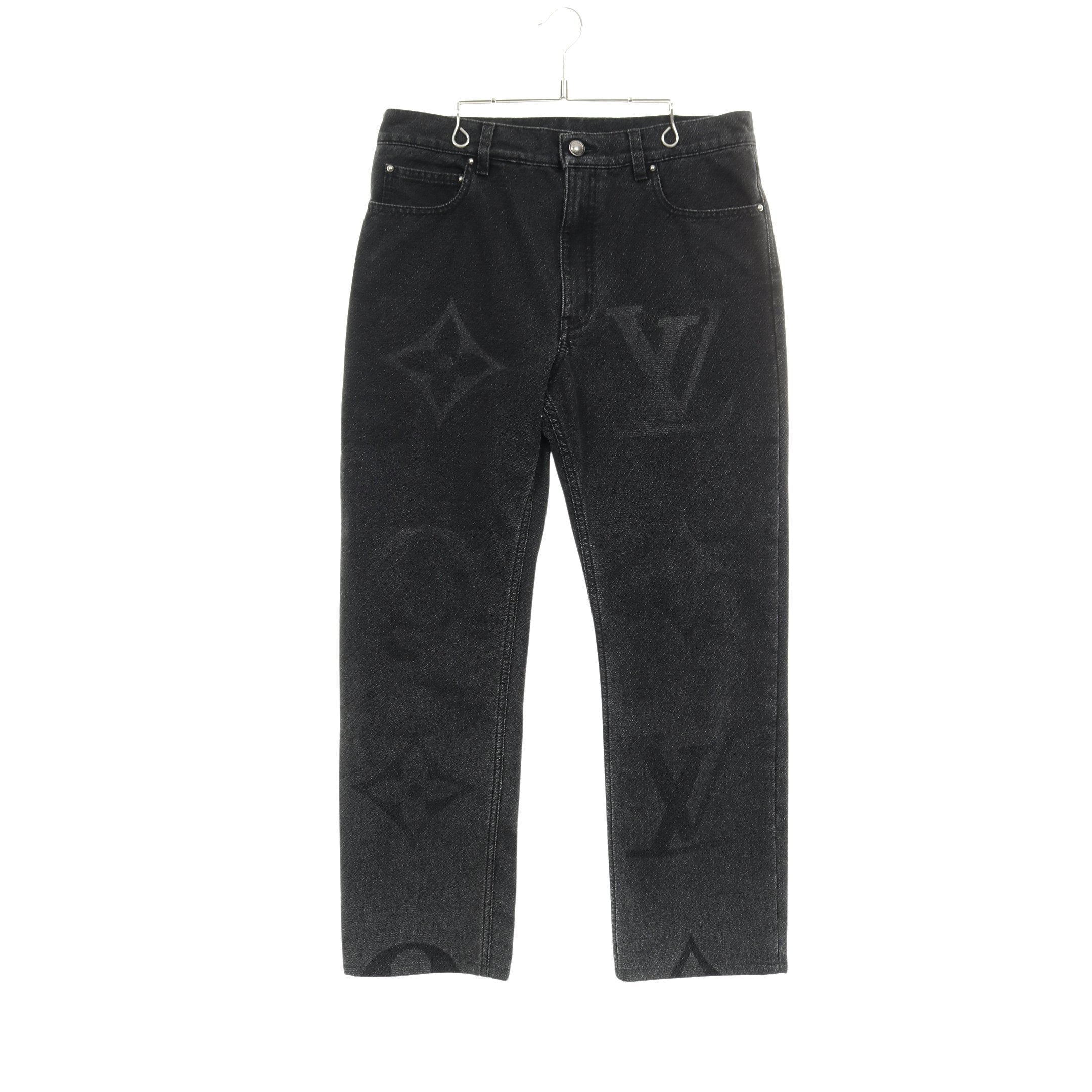 モノグラムフラワー デニムパンツ コットン ブラック 25SS ルイ