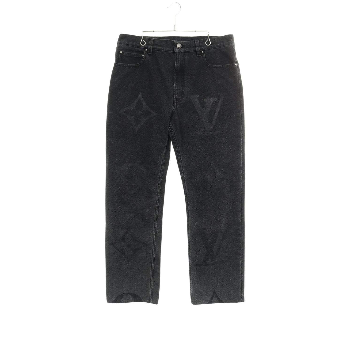 モノグラムフラワー デニムパンツ コットン ブラック 25SS ルイヴィトン ボトムス LOUIS VUITTON