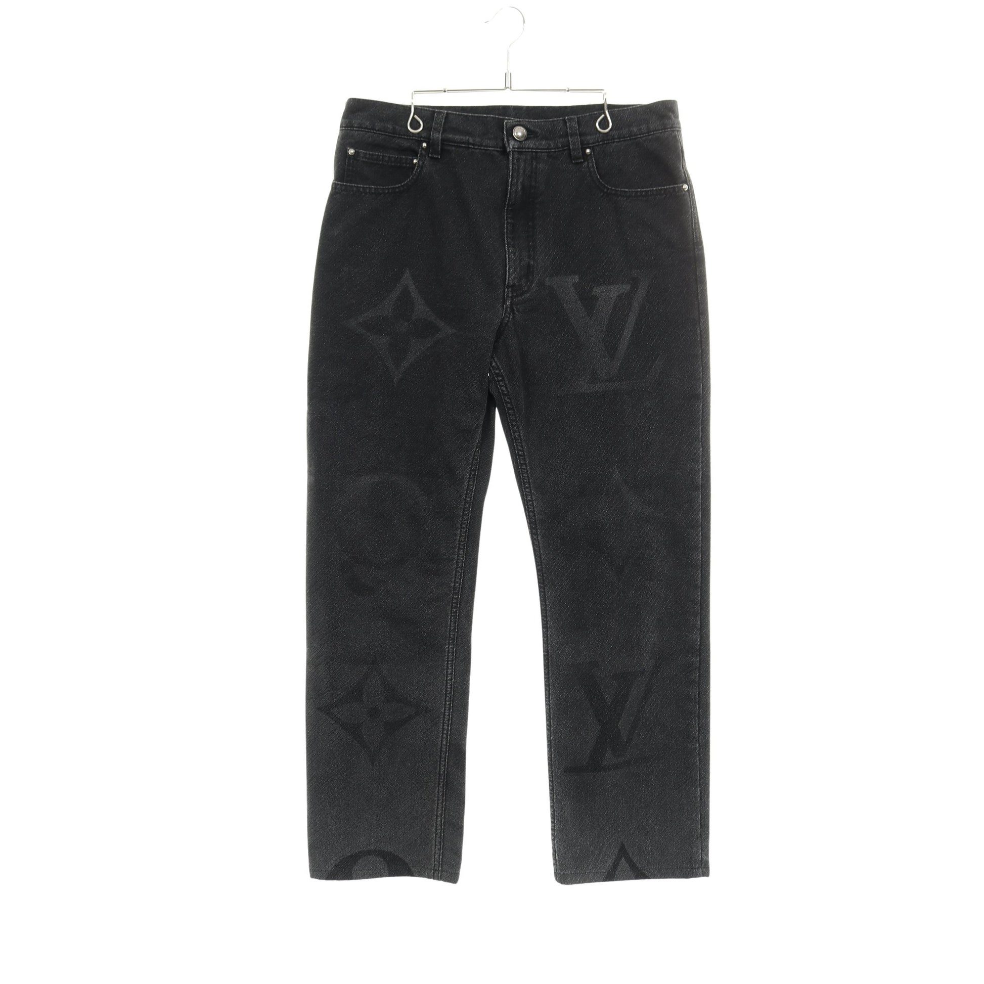 モノグラムフラワー デニムパンツ コットン ブラック 25SS ルイヴィトン ボトムス LOUIS VUITTON