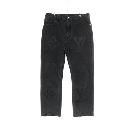 モノグラムフラワー デニムパンツ コットン ブラック 25SS ルイヴィトン ボトムス LOUIS VUITTON