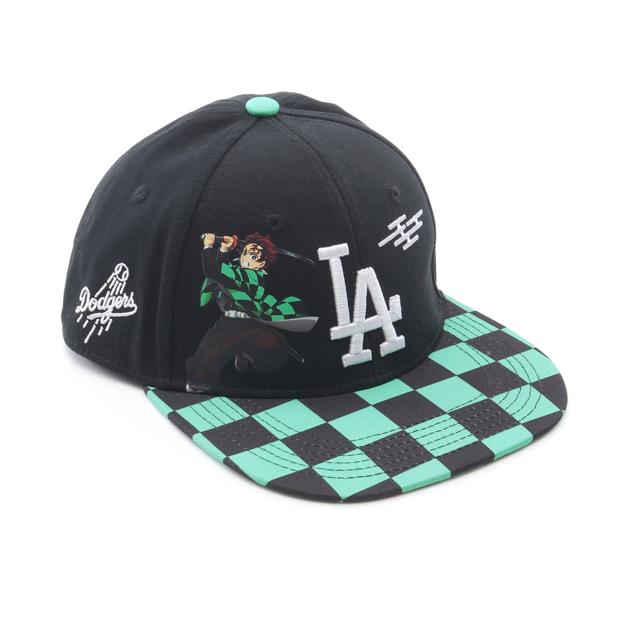 【未使用】 鬼滅の刃限定品 キャップ LADodgers ニューエラ 鬼滅帽子 NEW ERA × Dodgers × 鬼滅の刃 キャップ コットン ブラック グリーン