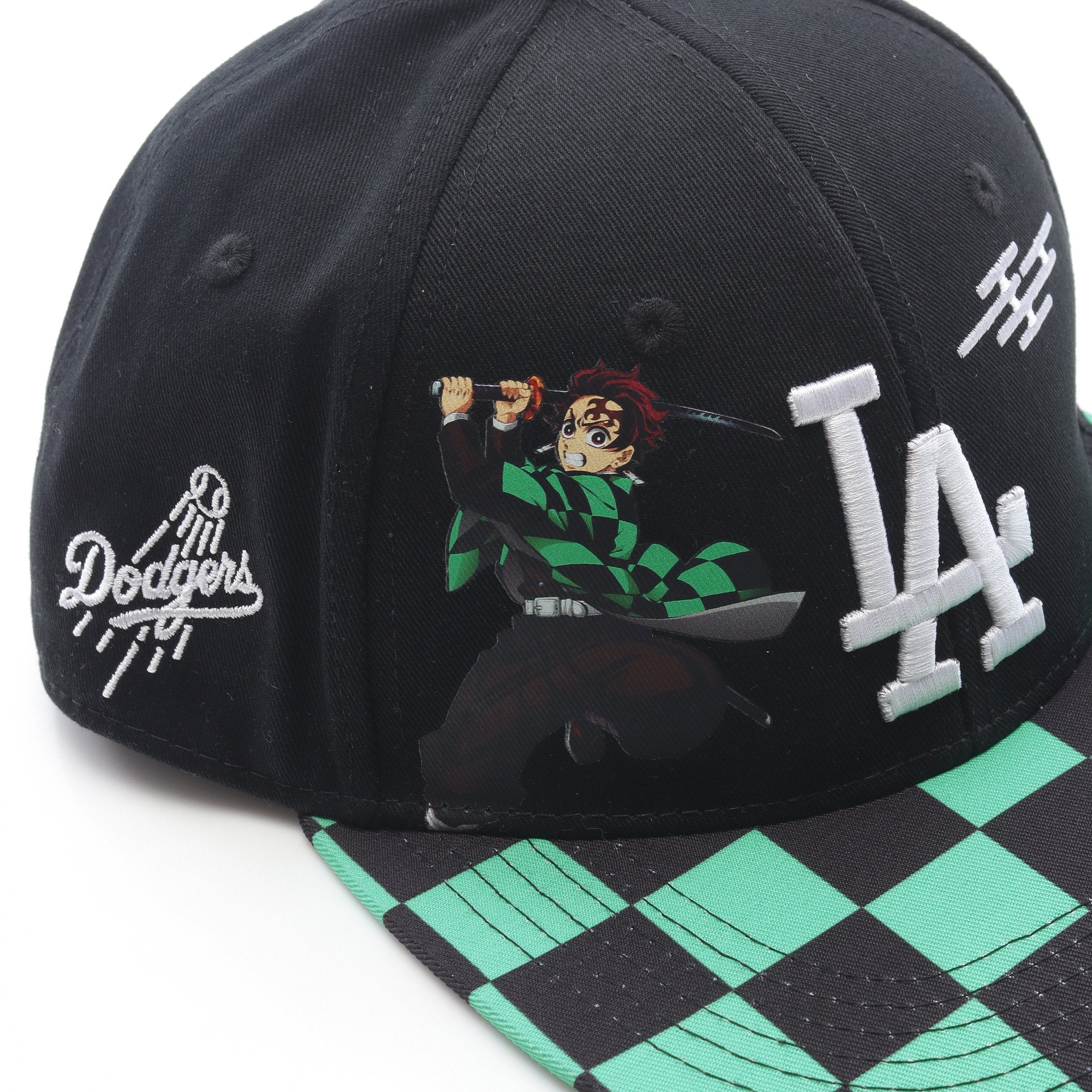【未使用】 鬼滅の刃限定品 キャップ LADodgers ニューエラ 鬼滅帽子 NEW ERA × Dodgers × 鬼滅の刃 キャップ コットン ブラック グリーン