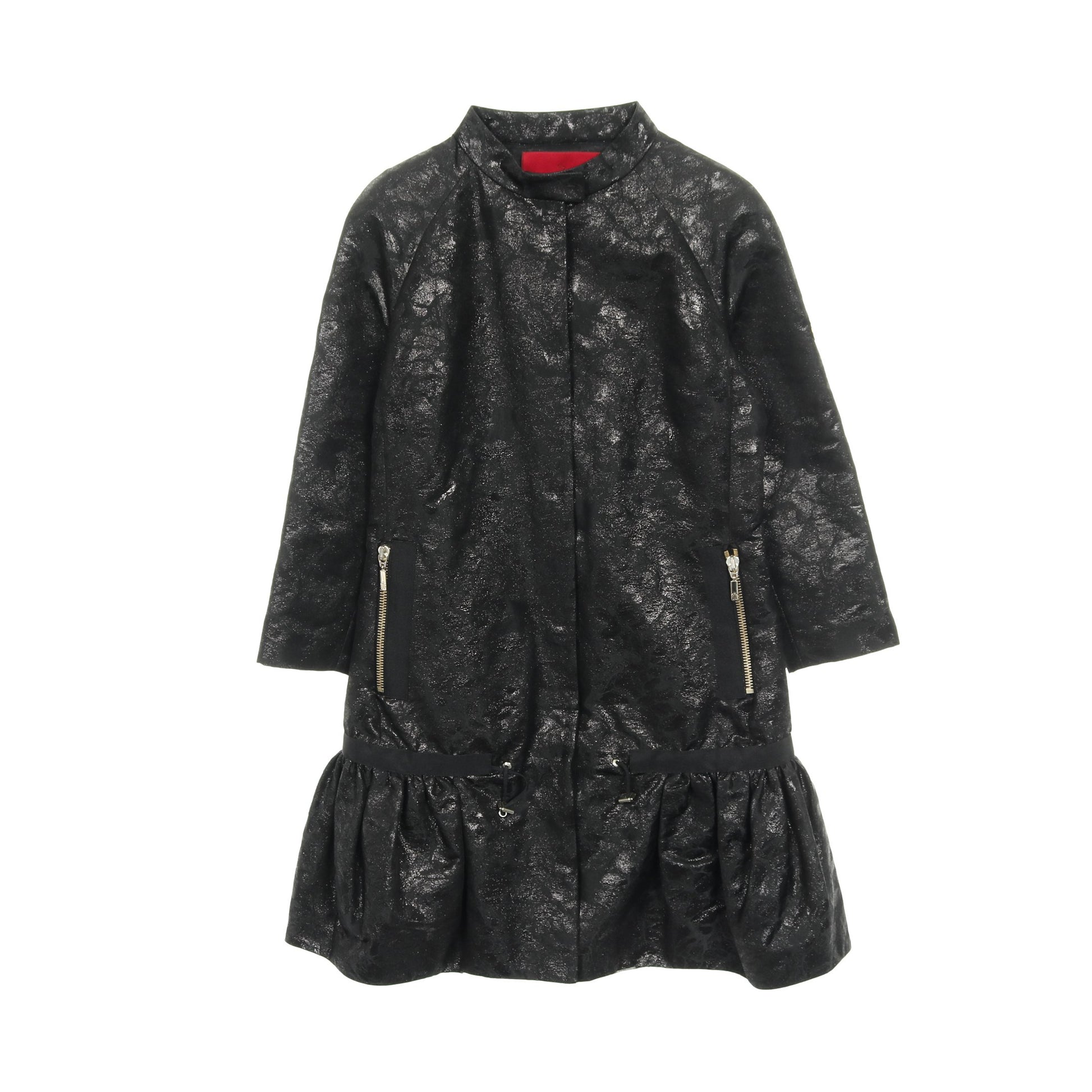 FRANCIS コート 総柄 ブラック フリル モンクレールガムルージュ アウター MONCLER GAMME ROUGE