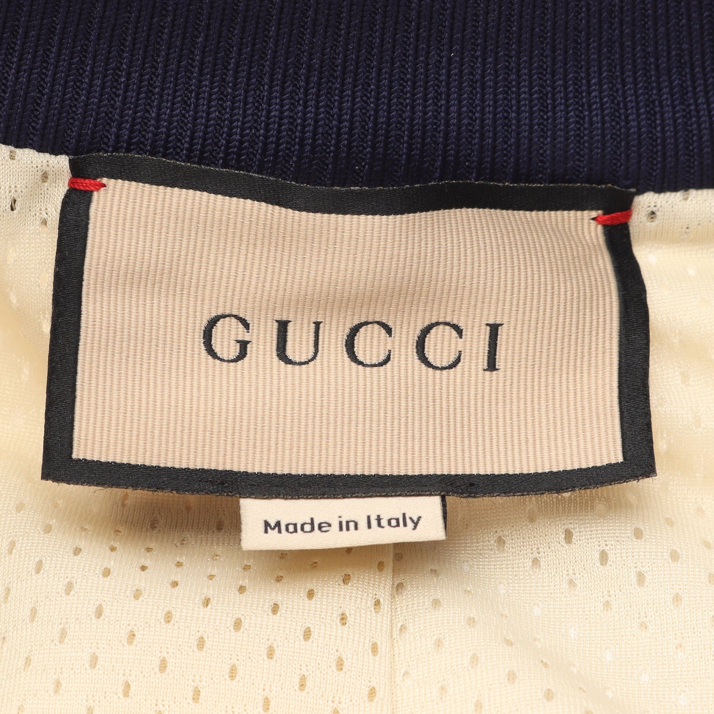 ブルゾン トラックジャケット ロゴ刺繍 コットン オフホワイト ネイビー レッド グッチ アウター GUCCI