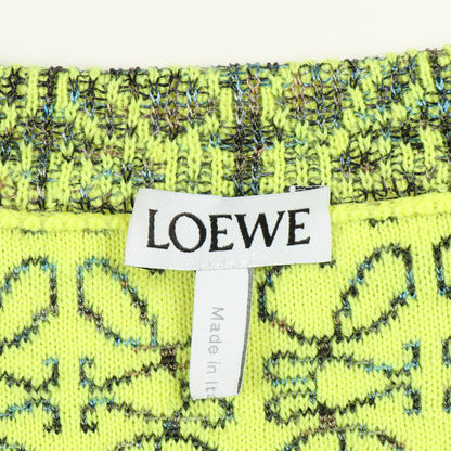 アナグラム総柄 ニット Vネック ウール レーヨン イエローグリーン ネイビー ロエベ トップス LOEWE